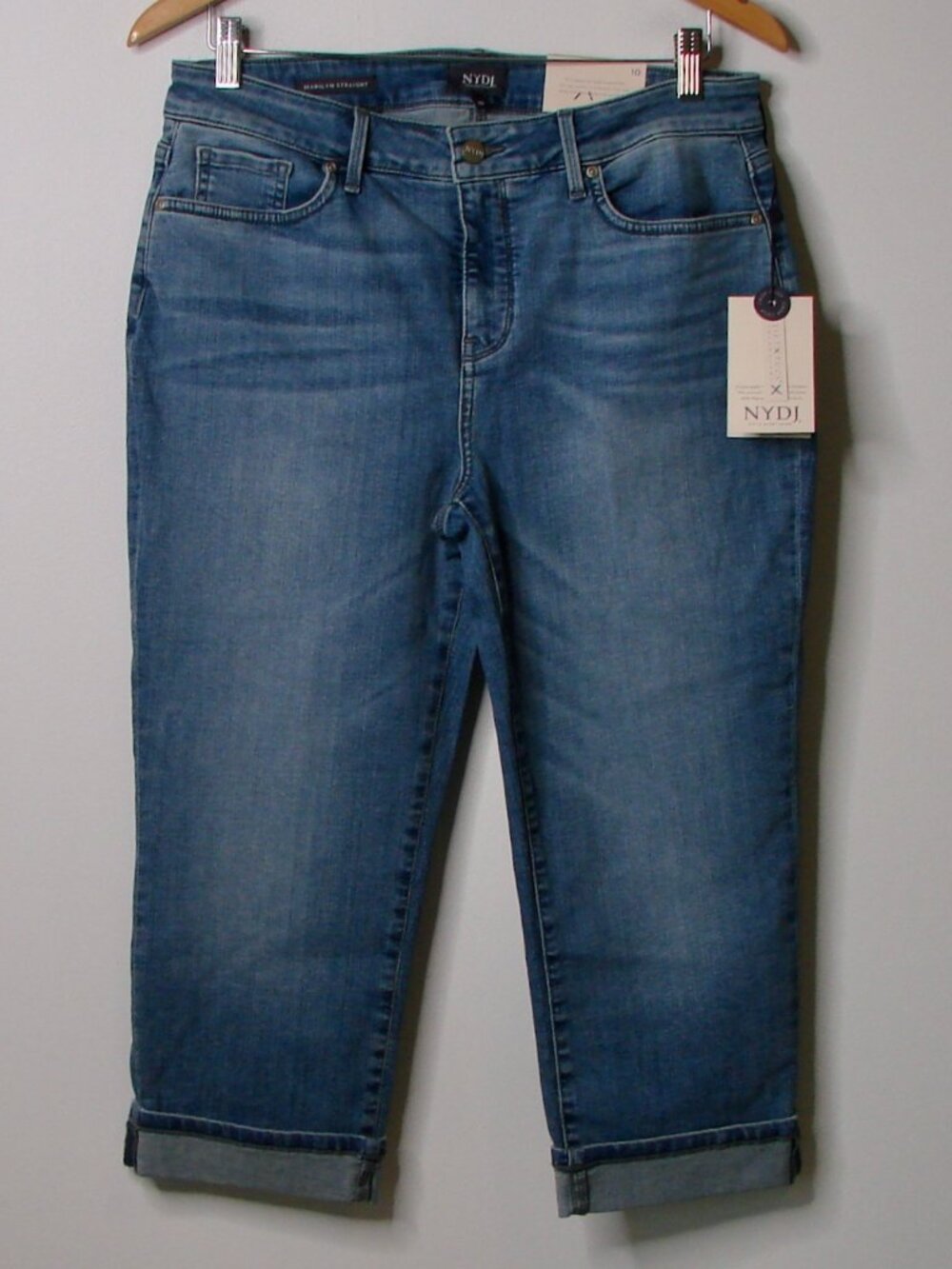 NYDJ Marilyn Crop Cuff Jeans Pacific Capri Lift Tuck NEW With TAGS NWT Size 10